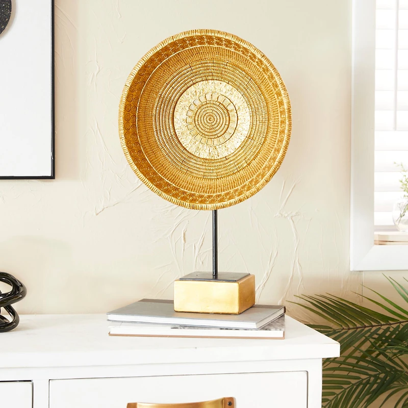 Gold Polystone Glam Sculpture, 20" x 13" x 6"