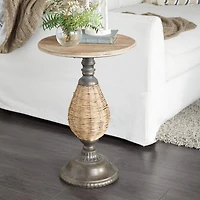 Brown Iron Farmhouse Accent Table, 22" x 15" x 15"