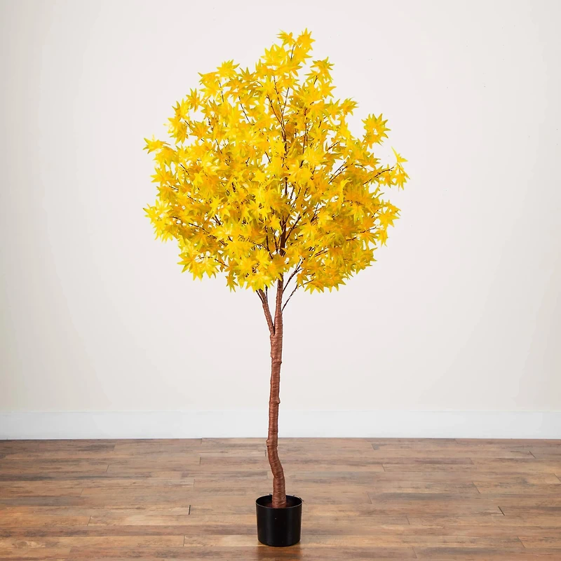 6ft. Pre-Lit Yellow Autumn Maple Artificial Fall Tree with 350 Warm White LED Lights