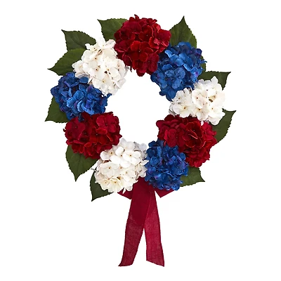 24" Red, White and Blue Hydrangea Wreath
