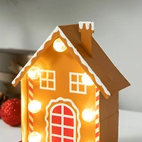 Glitzhome® 6.75'' Marquee LED Gingerbread House Metal Christmas Stocking Holder