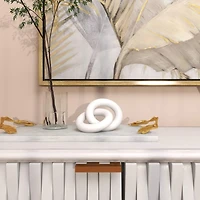 7" White Marble Geometric 2-Link Chain Sculpture