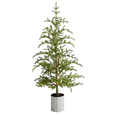 5.5ft. Pre-Lit Pine Artificial Christmas Tree in Decorative Planter, Clear Lights