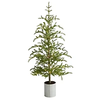 5.5ft. Pre-Lit Pine Artificial Christmas Tree in Decorative Planter, Clear Lights