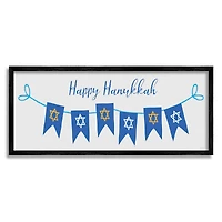 Stupell Industries Happy Hanukkah Star Of David Banner Framed Giclee Art