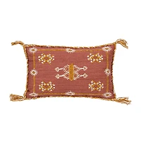 Hello Honey® Embroidered Rust & Orange Lumbar Pillow with Tassels