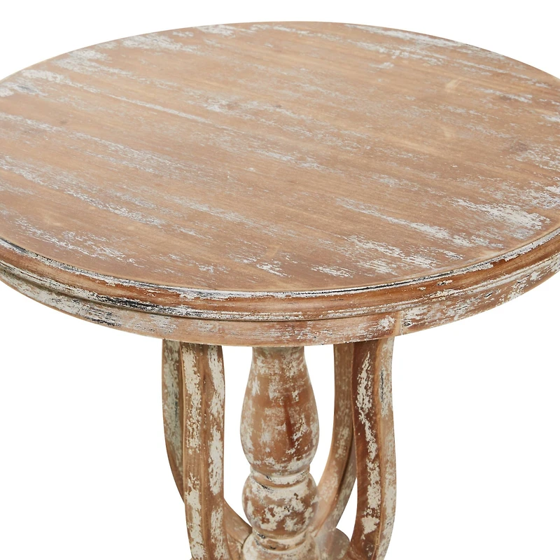 24" Brown Chinese Fir Farmhouse Accent Table