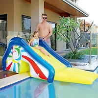 8ft. Yellow & Blue Pool Side Slide with an Attached Sprayer