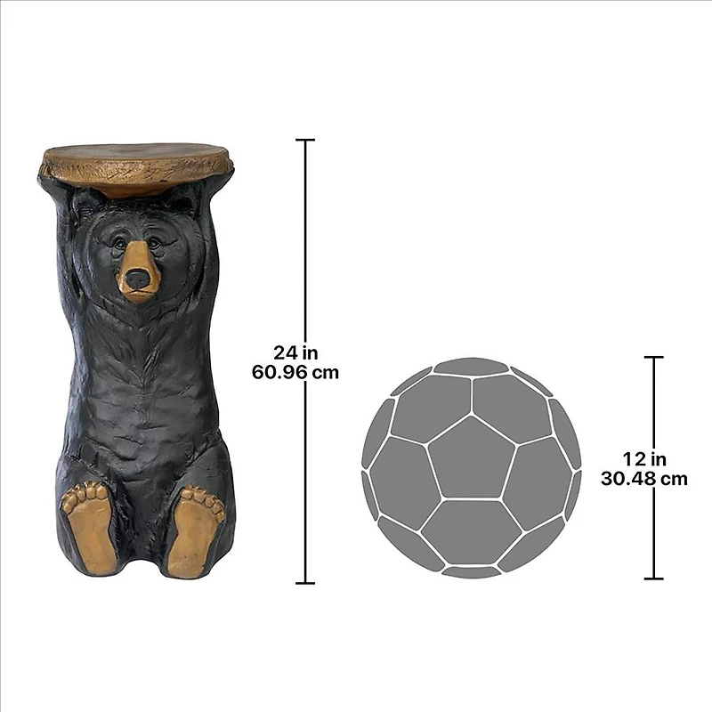 Design Toscano 24" Black Forest Bear Pedestal Table