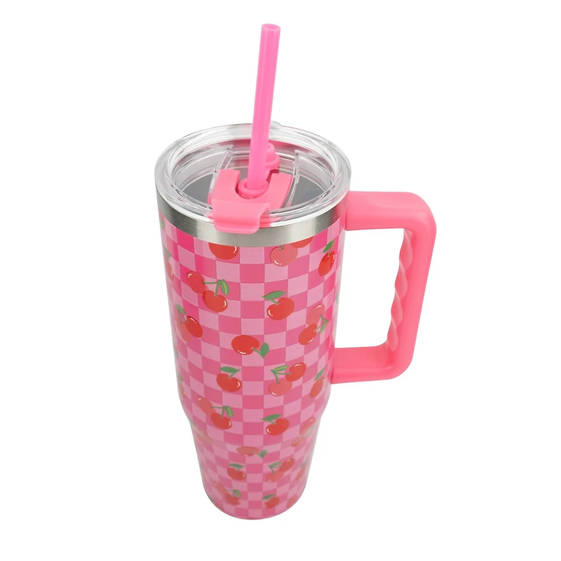 30oz. Pink Cherry Stainless Steel Insulated Tumbler by Celebrate It™