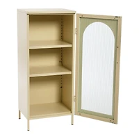 Hello Honey® 40" Solstice Narrow Metal Accent Cabinet with Adjustable Storage Shelves and Arched Glass Door