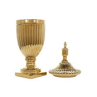 31.5" Gold Ceramic Decorative Jars with Grooves