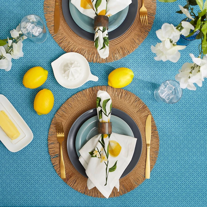 Storm Blue Tonal Lattice Print Outdoor Tablecloth, 60" Round