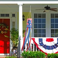 Glitzhome® 60" Patriotic Stars & Stripes Windsock