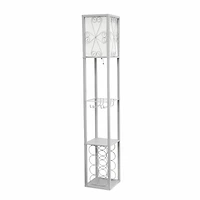 Simple Designs™ Floor Lamp Storage Shelf and Wine Rack with Linen Shade