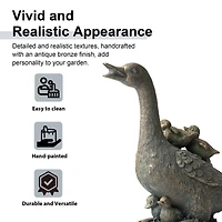 Glitzhome® 15" Faux Bronze Duck Garden Statue