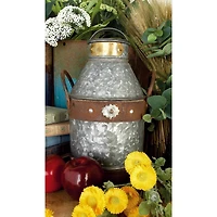 13" Gray Iron Farmhouse Decorative Can