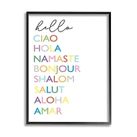 Stupell Industries Hello Ciao Hola Namaste Greetings Rainbow Typography in Frame Wall Art