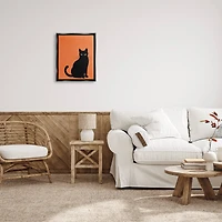 Stupell Industries Bold Black Cat Silhouette Framed Floater Canvas Wall Art