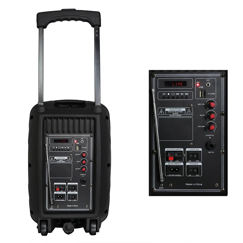 beFree Sound 8" 400 Watt Bluetooth Portable Party PA Speaker System With Illuminating Lights