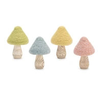 4.25" Felt & Wood Mushroom Décor Set