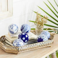 3" & White Patterned Ceramic Vase Filler Orb Set