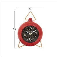 9" Red Metal Farmhouse Table Clock
