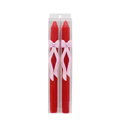 11.25" Red with White Bow Unscented Taper Candles, 2ct. by Ashland®