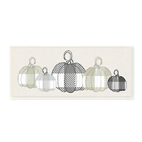 Stupell Industries Checker Plaid Patterned Pumpkins in a Row Wood Wall Plaque