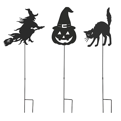 Glitzhome® 36" Halloween Metal Silhouette Yard Stake Or Hanging Décor Set