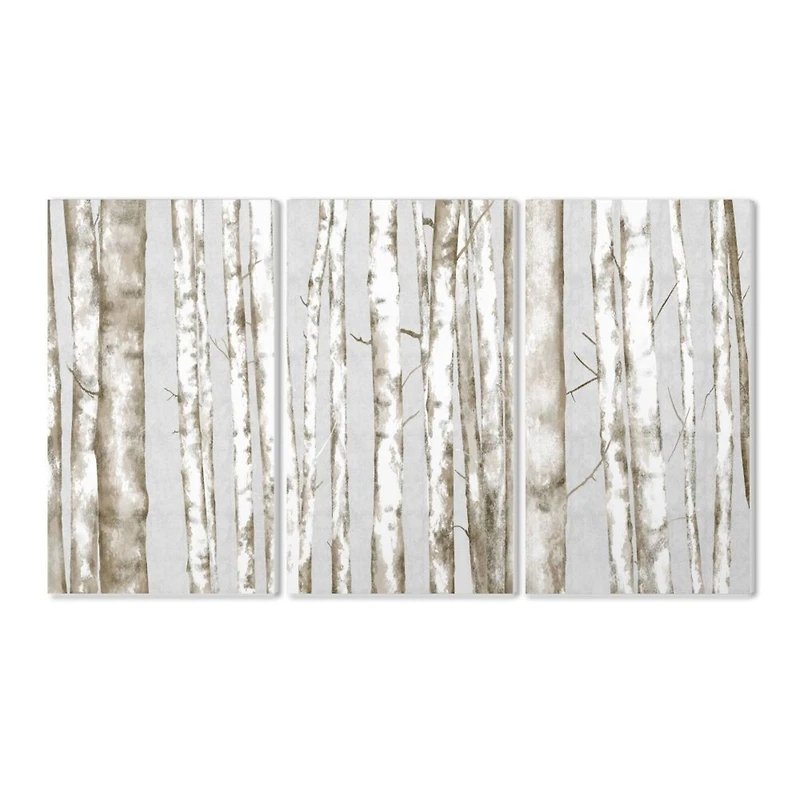 Stupell Industries Neutral Gray Birch Tree Forest Landscape Wall Plaque Set