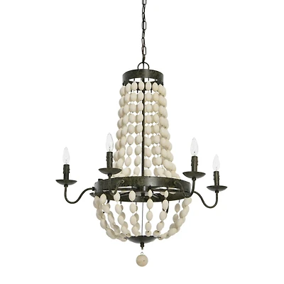 Hello Honey® 36" Multicolor Metal and Draped Wood Bead Chandelier