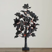 2ft. Pre-Lit Artificial Halloween Black Maple Tree with 24 Orange & Purple LED Lights