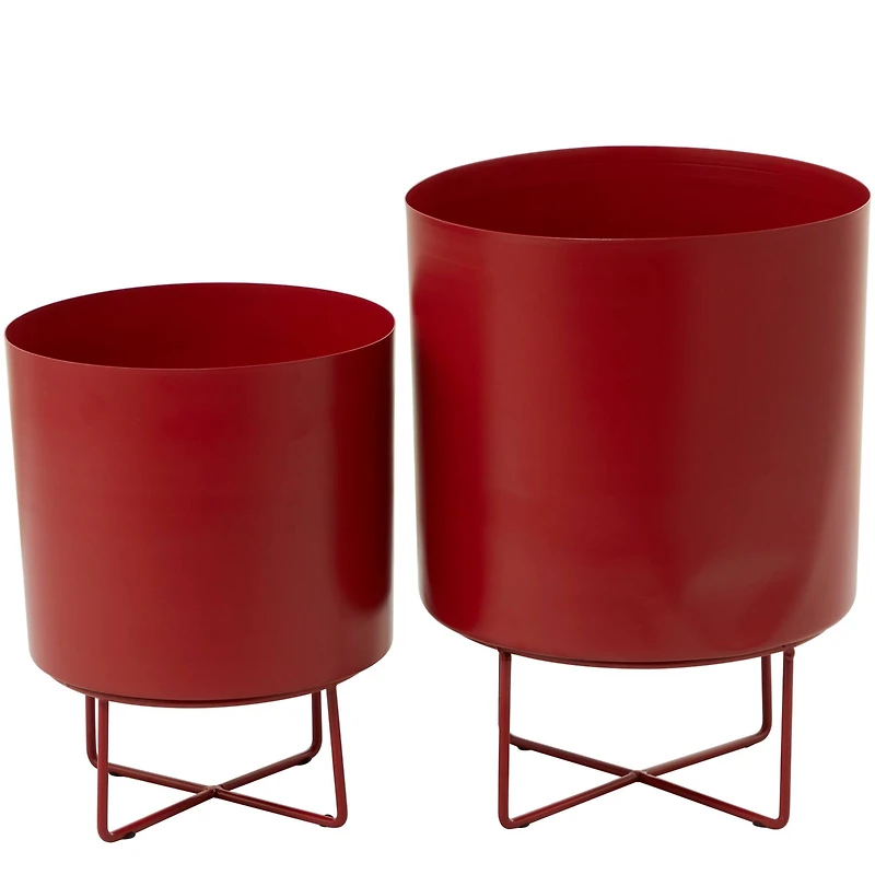 CosmoLiving by Cosmopolitan Red Metal Planter Set