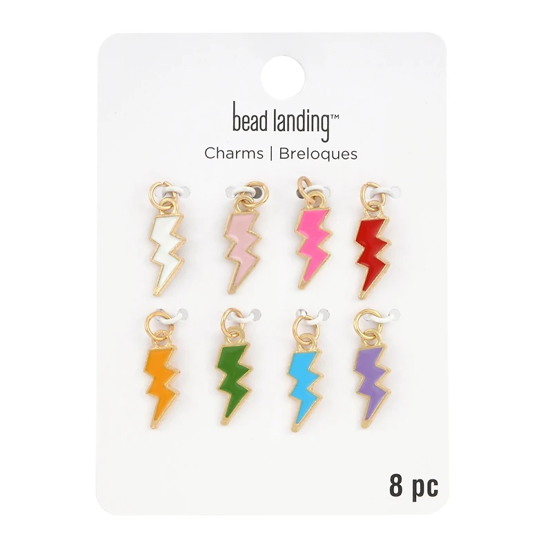 Enamel & Gold Lightning Bolt Charms by Bead Landing™