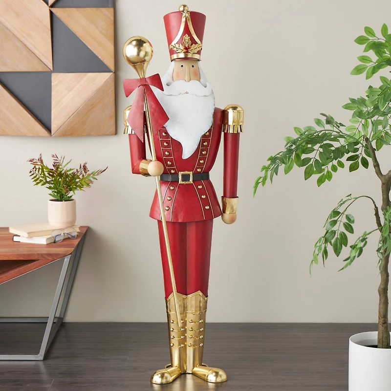 52" Red Metal Nutcracker Standing Sculpture
