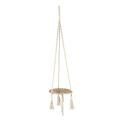 Hello Honey® 5ft. Cotton Macrame Plant Hanger with Wood Base