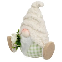 10.5" Plush Sitting Gnome with Flower Spring Figurine
