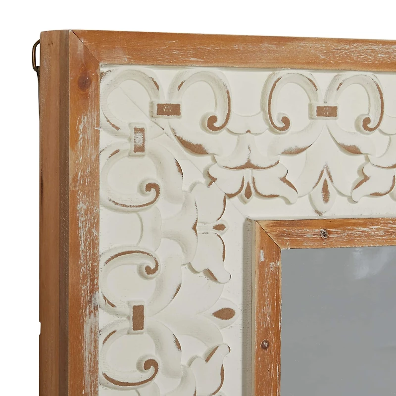 36" White Farmhouse Wood Wall Mirror