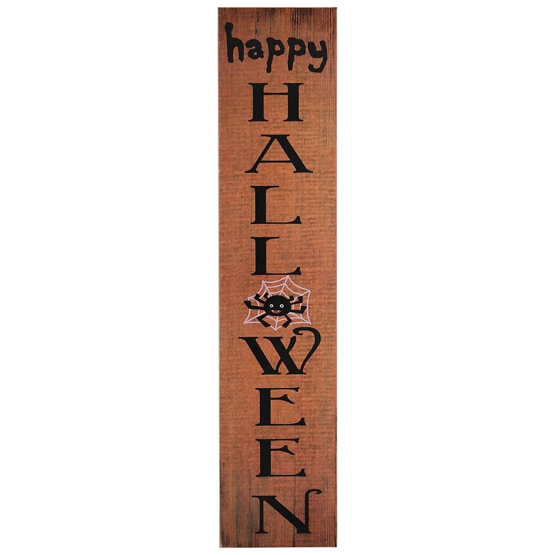 36" Orange Wood Happy Halloween with Spider Wall Sign