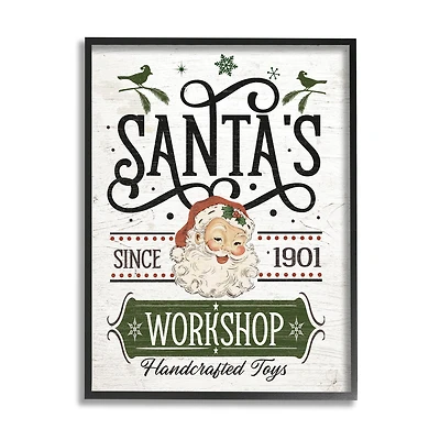 Stupell Industries Santa's Workshop Toys Vintage Signage Framed Giclee Art