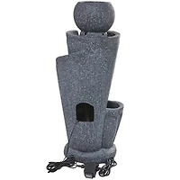 35" Dark Gray Fiberglass 3-Tier Fountain with LED Light