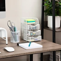 Mind Reader White 3 Drawers Mini Desk Office Supplies Organizer