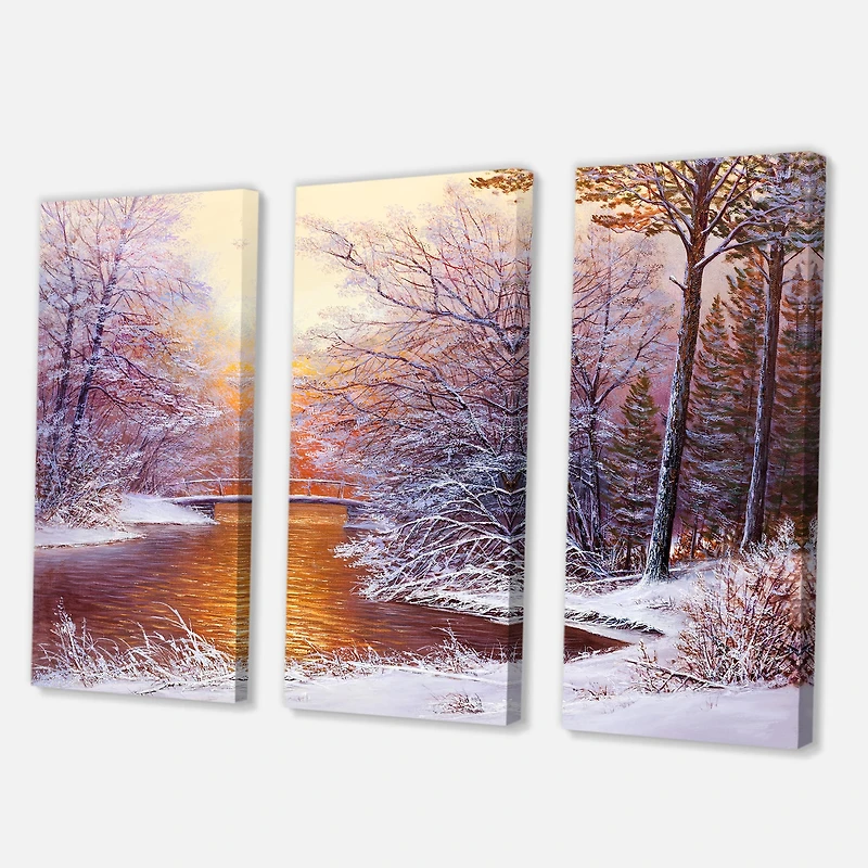 Designart - Christmas Forest With River and Trees II