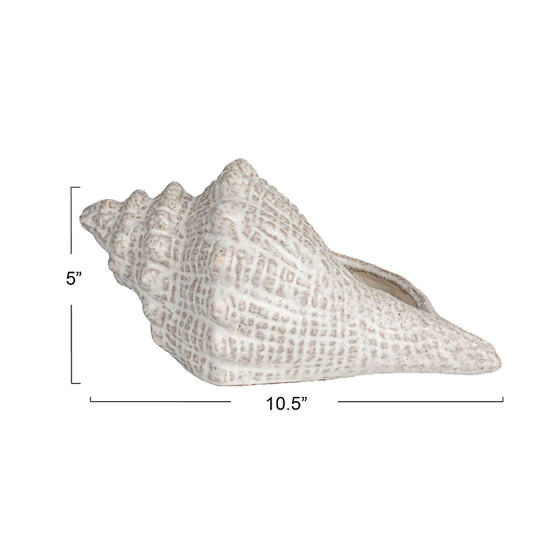 Hello Honey® 10.25" White Reactive Glaze Conch Shell Stoneware Tabletop Décor