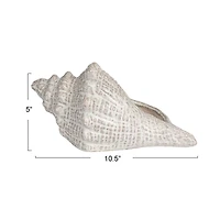 Hello Honey® 10.25" White Reactive Glaze Conch Shell Stoneware Tabletop Décor