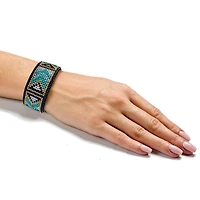 Wonderland Crafts Green & Gold Bead Artificial Leather Embroidery Bracelet Kit