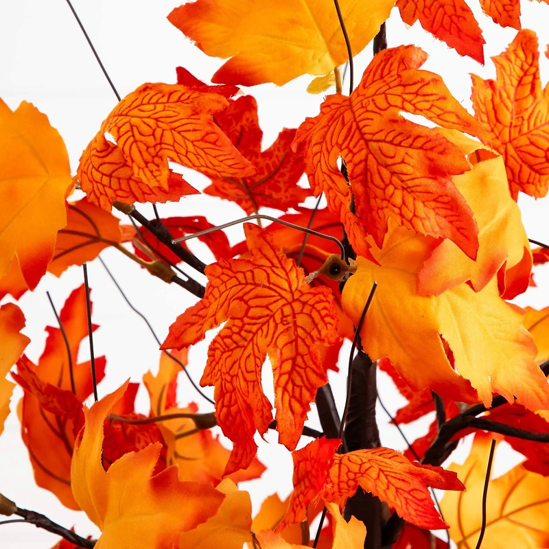 2ft. Pre-Lit Bright Autumn Maple Artificial Fall Tree with 24 Warm White LED Lights and Detachable Base