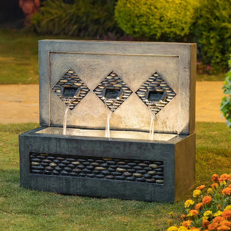 Glitzhome® 2.5ft. Faux Concrete and Pebbles Outdoor LED Fountain