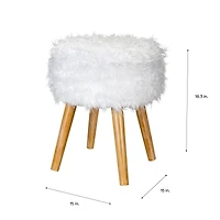 Organize It All White Faux Fur Storage Ottoman